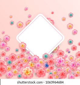 Abstract background with pink flowers - vector illsutration