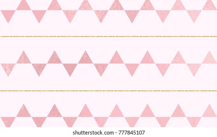 Abstract background pink foli triangle and gold glitter lines.  template for invitation card or poster design, banner, wedding, baby shower
