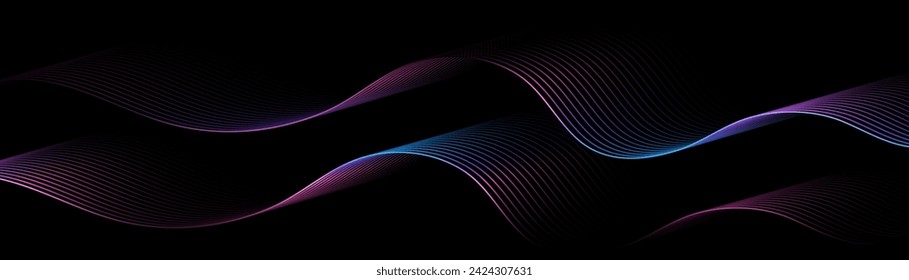 Abstract background with pink glowing wavy lines pattern. Modern minimal trendy shiny magenta lines pattern. Vector illustration