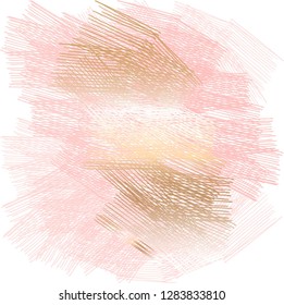 Abstract background. Pink and gold hatching on a white background.