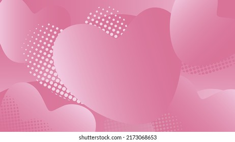 Abstract background with pink gradient color, with random heart shape elements, feminism, valentine, girly, candy, suitable for websites, mobile applications, posters, printing and more
