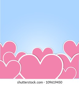 Abstract background with pink hearts. Vector