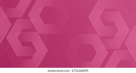 Abstractas fondo rosa. Patrón de líneas de semitono hexagonal. Ilustración vectorial