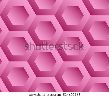 Abstract background pink hexagons honeycomb. Vector, seamless repeating pattern, mosaic