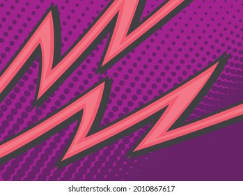 Abstract background with pink lightning and purple halftone pattern
