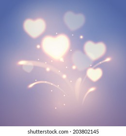 Abstract background, pink magic lights. Vector illustration. 