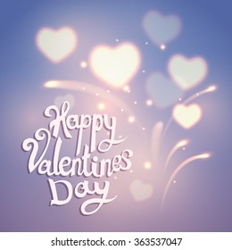 Abstract background, pink magic lights. Valentine card design. 