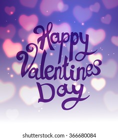 Abstract background, pink magic lights. Valentine card design. 