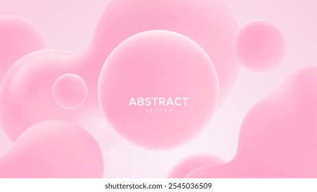 Fundo abstrato com formas metabólicas rosa. Bolhas orgânicas morfas. Ilustração em 3d vetorial. Fundo 3D abstrato. Formas líquidas. Design de banner ou sinal