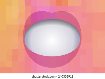  abstract  background ,pink mouth on color rear from squares with place for text 