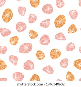 Fondo abstracto con manchas rosadas y mostaza. Fondo de estilo Doodle. Patrón de vectores sin fisuras para textiles, papel de envoltura, diseño plano.