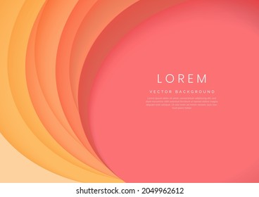Resumen de la curva de los círculos de capa rosa y naranja del fondo. Puede usar para banner, anuncio, afiche, plantilla, presentación de negocios. Ilustración del vector