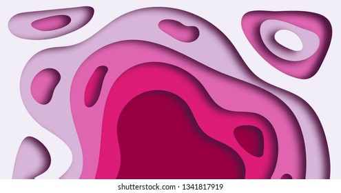 Abstract  Background with Pink Paper Cut shapes banner design. Vector illustration.

