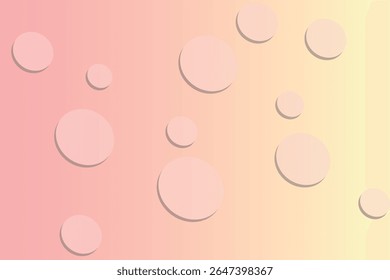 Abstract background with pink to pastel yellow gradient, decorated with a circle pattern (ellipse) in the same color with a shadow effect. Modern and minimalist design for presentations, web or graphi