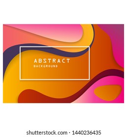 Abstract background. Pink, purple, brown, blue wavy lines with frame for text. Fluid shapes, flowing liquid. Vector template for banners, posters, brochures, covers