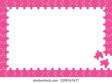 Abstract background pink puzzle frame with blank space. Rectangular shape.