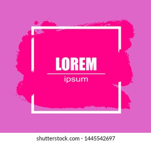 Abstract background with pink spots and a white, rectangle frame. Hand drawn vector , pink background collection for your design. Vector illustration EPS10