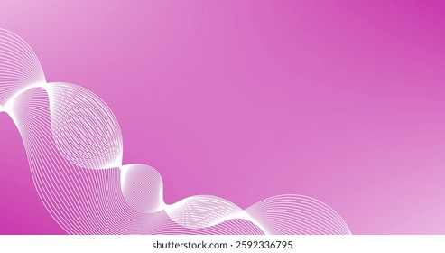 Abstract background with pink and white lines and waves. Vector illustration.