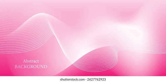Abstract background with pink and white tones, combined with curved lines and fine lines drawn in waves, creating a flowing and soft feel.