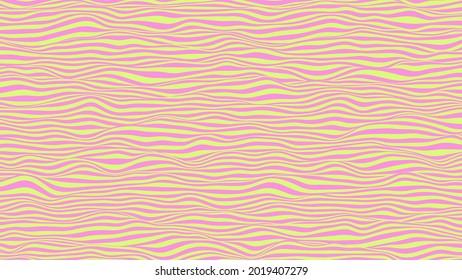 Abstract background in pink and yellow colors. Waves on a striped surface, vector illustration.