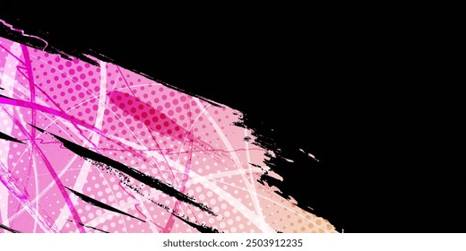 Abstract Background with Pink and Yellow Gradient Brush Texture and Halftone Effect. Grunge Sport Background, for Event Banner or Poster Design