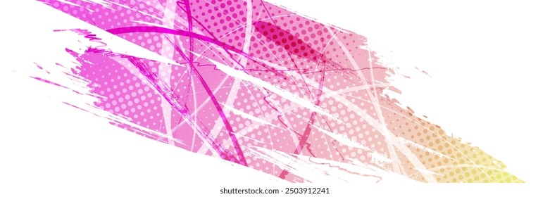 Abstract Background with Pink and Yellow Gradient Brush Texture and Halftone Effect. Grunge Sport Background, for Event Banner or Poster Design