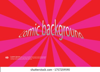  Abstract background, pink-red rays of light spread from the center in a comic style.