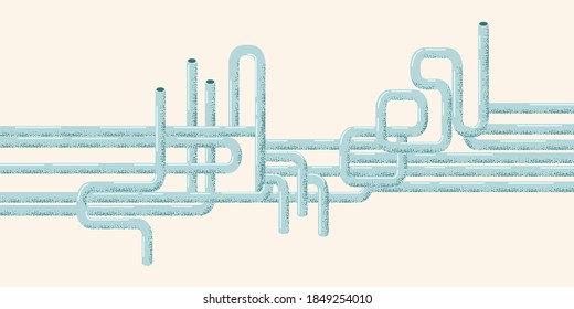 Abstract background with pipeline network. Flat color design.