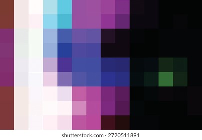 abstract background pixel art; abstract geometric background with magenta,  black, blue, white squares backdrop; can be used for posters, cards, greetings, announcements, web banners; vibrant colors transition from white to black
