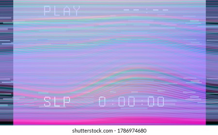 Abstract background with pixel noise artifacts. Glitched old-school screen with digital datamoshing VHS effect, an old analog video recording on tape cassette.