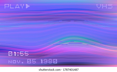 Abstract background with pixel noise artifacts. Glitched old-school screen with digital datamoshing VHS effect, an old analog video recording on tape cassette.