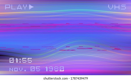 Abstract background with pixel noise artifacts. Glitched old-school screen with digital datamoshing VHS effect, an old analog video recording on tape cassette.