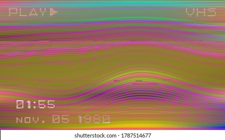 Abstract background with pixel noise artifacts. Glitched old-school screen with digital datamoshing VHS effect, an old analog video recording on tape cassette.