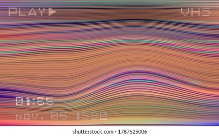 Abstract background with pixel noise artifacts. Glitched old-school screen with digital datamoshing VHS effect, an old analog video recording on tape cassette.