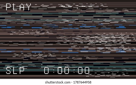 Abstract background with pixel noise artifacts. Glitched old-school screen with digital datamoshing VHS effect, an old analog video recording on tape cassette.