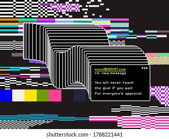 Abstract background with pixel noise artifacts. Glitched old-school screen with digital datamoshing effect.