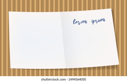 Abstract background plain white paper on brown corrugated paper, vector illustration.