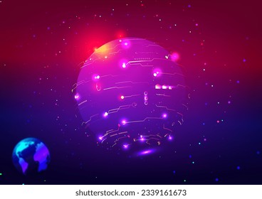 Abstract background planet electricity world cyberspace innovation technology networking communication universe concept wallpaper vector illlustration