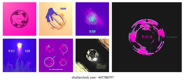 abstract background with planet, moon, basketball, smiley