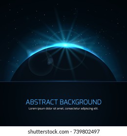 Abstract background with planet and stars on night sky. Vector illustration