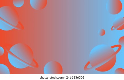 abstract background with planets and space in blue and orange colors Vector