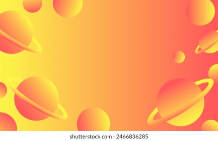 abstract background with planets and space in orange and yellow colors Vector