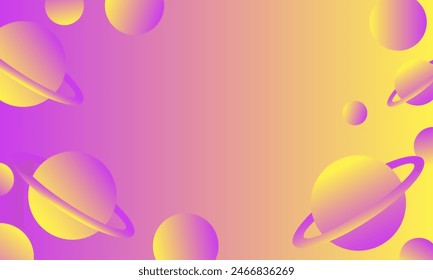 abstract background with planets and space in purple and yellow colors Vector