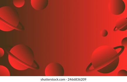 abstract background with planets and space in red colors Vector