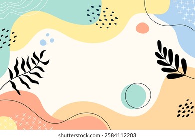 Abstract background of plant art, leaf nature, and gravel with pastel colors. Vector illustration