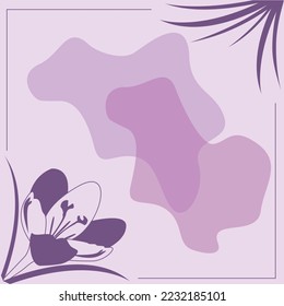 Abstract background with plant and botanical elements. Vector illustration in a minimalist style with empty space for text.