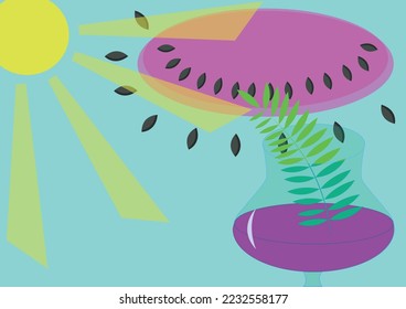 Abstract background with plant and botanical elements. Vector illustration in a minimalist style with empty space for text.