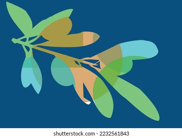 Fondo abstracto con elementos vegetales y botánicos. Ilustración vectorial en un estilo minimalista con espacio vacío para texto.