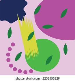 Abstract background with plant,  botanical geometeric elements. Vector illustration in a minimalist style for flyer or banner