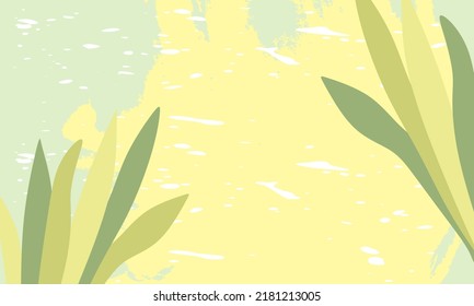 Resumen de fondo con Sansevieria, planta de serpientes. Estilo minimalista con elementos florales y textura gruesa. Plantilla de vectores para tarjeta, pancarta, invitación, publicación en medios sociales, afiches, anuncios web, etc